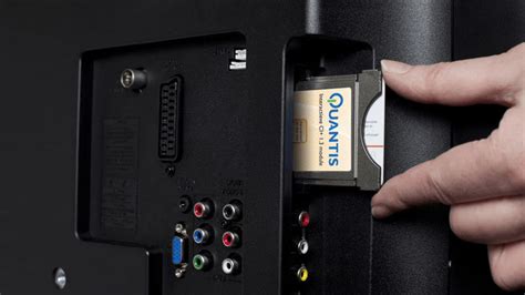 Illustratie van het plaatsen van een CI+ Module in een tv