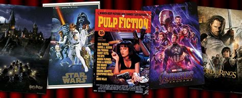 Een collage van filmposters, waaronder The Lord of the Rings, Fight Club en Interstellar.