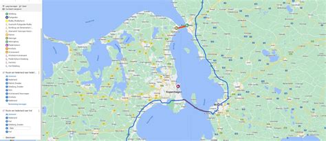 Een schematische weergave van de Sontbrug met de grenslijnen tussen Denemarken en Zweden.