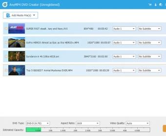 Screenshot van de AnyMP4 DVD Creator interface met opties voor menu-aanpassing