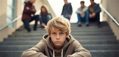 Illustratie van een tiener die zich buitengesloten voelt op school
