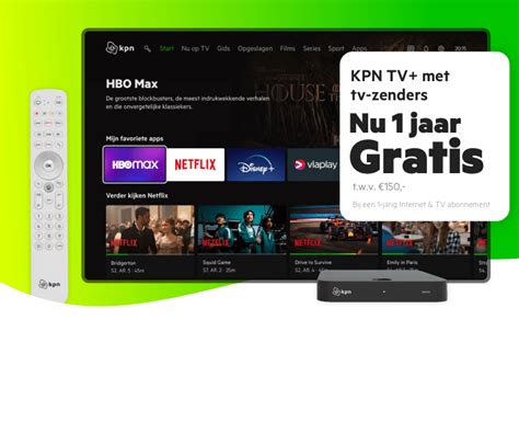 Illustratie van de KPN TV+ interface met live tv en streamingdiensten.