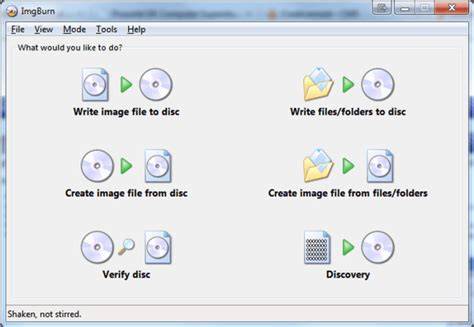 Screenshot van de ImgBurn interface die de optie 'Write files/folders to disc' toont.