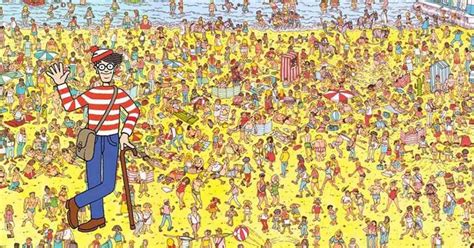 illustratie van Wally en zijn vrienden uit de boekenreeks Waar is Wally?