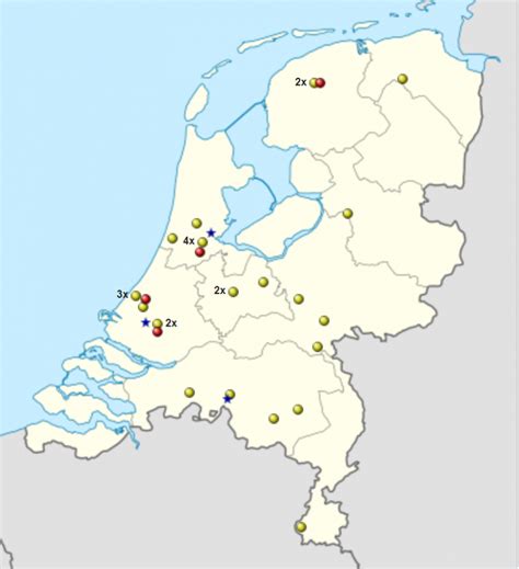 Kaart van Nederland met locaties van IMAX-bioscopen