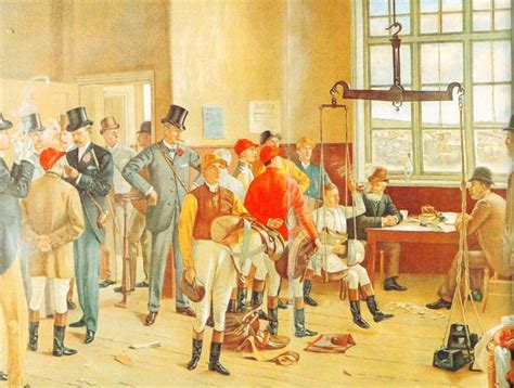 Een jockey wordt gewogen in de officiële weegkamer.