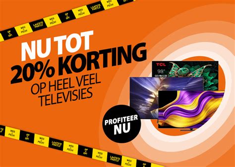 Illustratie van een aanbiedingsbanner met 20% korting op TV en Soundbar combinatie.
