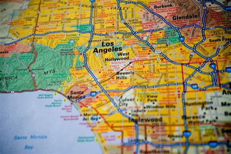 Een kaart van Los Angeles met de locatie van het zinkgat gemarkeerd