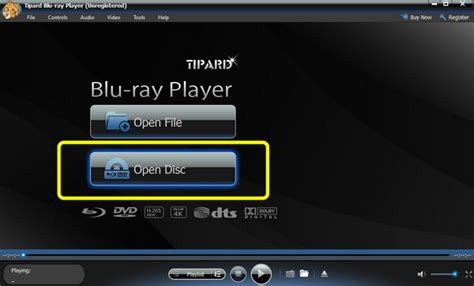 Schermafbeelding van de interface van Tipard Blu-ray Player met de 