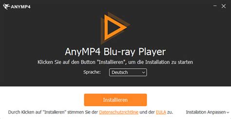 Grafische weergave van de AnyMP4 Blu-ray Player interface met afspeelknoppen en opties.
