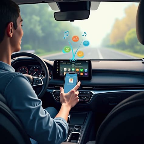 Schema van de connectiviteit van een Android mediaspeler in een auto