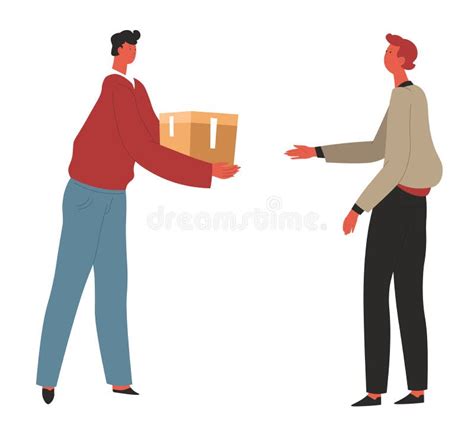 Illustratie van een klant die tevreden een pakket in ontvangst neemt