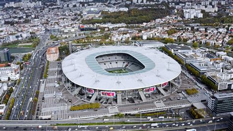 Illustratie van het Stade de France, locatie van de wedstrijd Frankrijk tegen Kroatië.