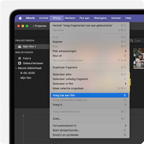 Schermopname van het toevoegen van muziek vanuit de Muziek-app in iMovie op iPhone