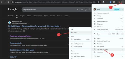 Screenshot van Google Chrome met de optie 
