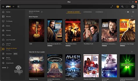 Screenshot van Plex Media Server met de optie 