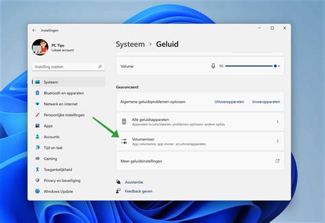Screenshot van geluidsinstellingen in Windows met tv geselecteerd als uitvoerapparaat