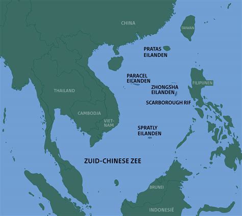 Kaart van de Zuid-Chinese Zee met de belangrijkste vaarroutes en betwiste gebieden