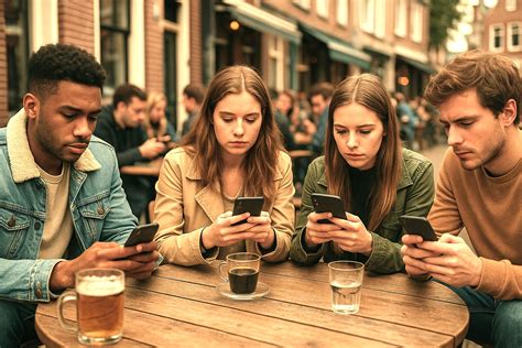 Illustratie van diverse tieners die samen naar een scherm kijken.