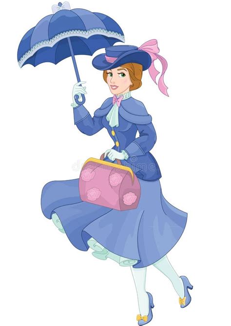 Illustratie van Mary Poppins met paraplu