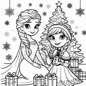 Personages Elsa en Anna in een winterse setting