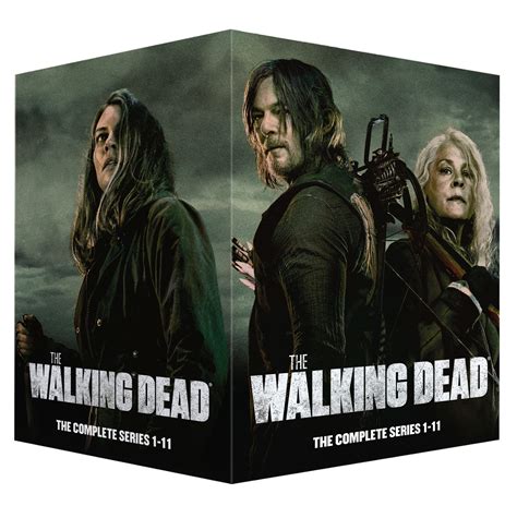 Collage van verschillende DVD-boxen van The Walking Dead seizoenen, met nadruk op seizoen 1.