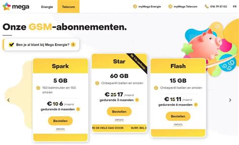 Infographic die de verschillende mobiele abonnementen van Mega Telecom vergelijkt.