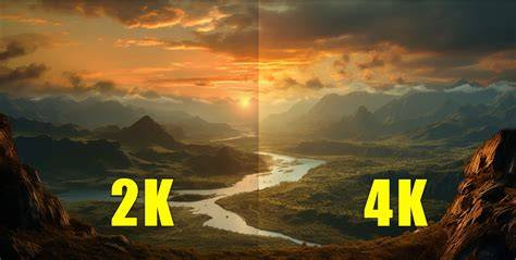 Vergelijking van de pixelgroottes van Full HD, 2K, 4K en 8K.