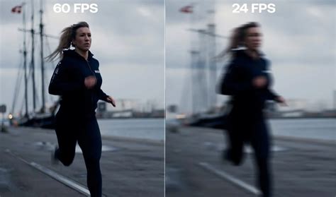 Visuele vergelijking van beweging bij verschillende framesnelheden (24fps, 30fps, 60fps).