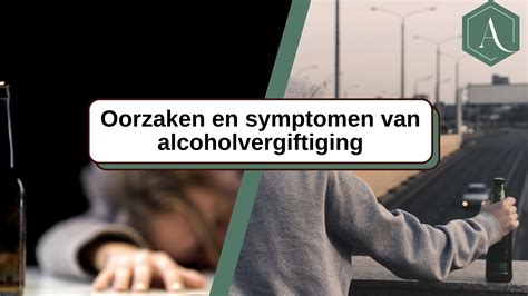 Schema met de symptomen van alcoholvergiftiging, onderverdeeld in licht en ernstig
