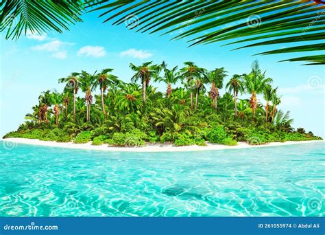 Illustratie van een tropisch eiland met koppels en singles die uit elkaar worden geleid.