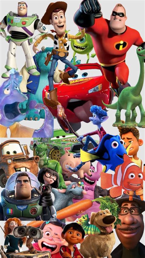 Collage van Disney, Marvel en Pixar karakters
