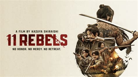 Poster van de film '11 Rebels' met zwaardvechtende samurai