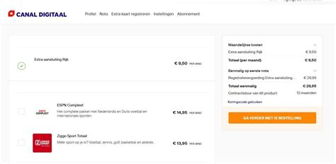 Diagram van het Mijn Canal Digitaal portaal met de belangrijkste functies (profiel, abonnementen, instellingen)