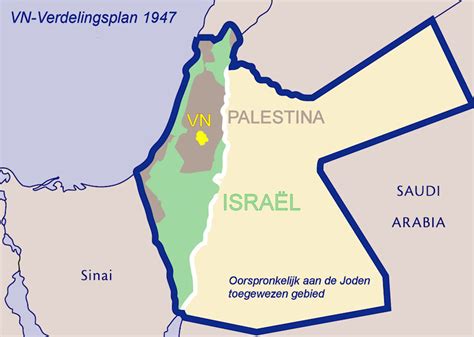 Historische kaart van Palestina en de Joodse nederzettingen in 1947-1948