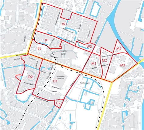 Overzichtskaart met parkeerzones en -terreinen in Steenwijk centrum