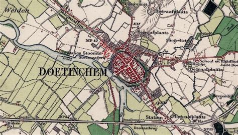 Kaart van Doetinchem met de route van de koninklijke familie