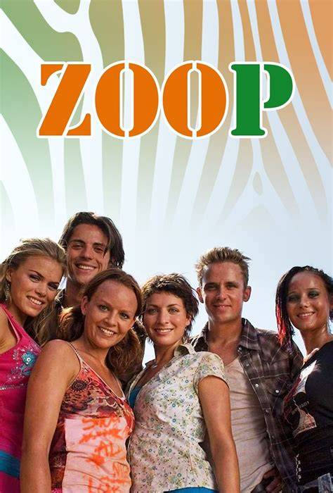 Illustratie van de hoofdpersonages van ZOOP in een dierentuinsetting.