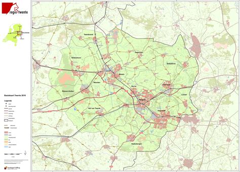 Overzichtskaart van de regio Twente met diverse activiteitenaanbod