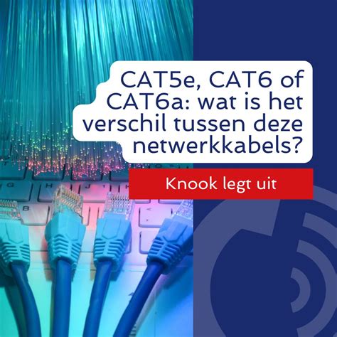 Schema dat de verschillende categorieën van netwerkkabels (Cat5e, Cat6, Cat6a, Cat7) vergelijkt op basis van snelheid, bandbreedte en toepassingen.