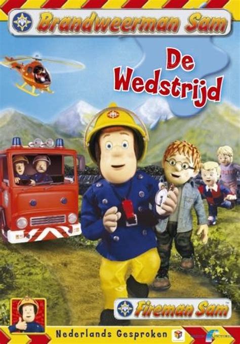 Cover van een Brandweerman Sam DVD met de hoofdfiguren.