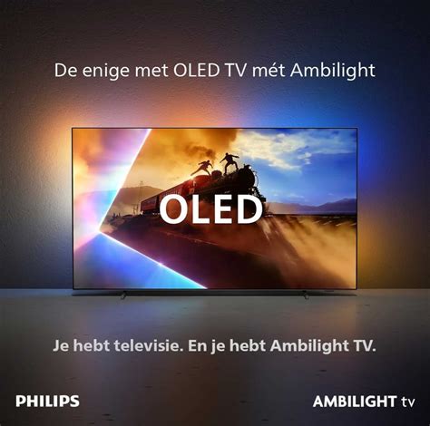 Overzicht van verschillende Philips OLED TV modellen met Ambilight