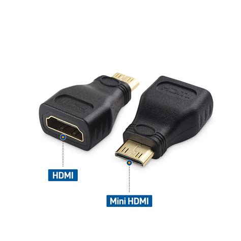 Afbeelding van verschillende HDMI-adapters, waaronder Mini HDMI naar HDMI.