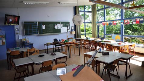 Illustratie van een klaslokaal op een islamitische basisschool met betrokken leerlingen en docenten.