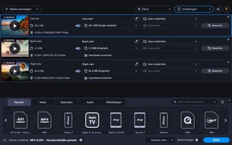 Screenshot van Movavi Video Converter interface met stappen voor DVD naar MP4 conversie