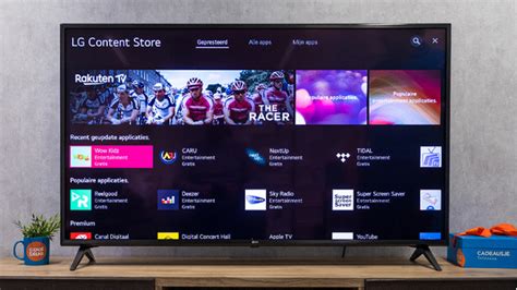Screenshot van het LG smart tv beginscherm met de 'Apps' optie gemarkeerd