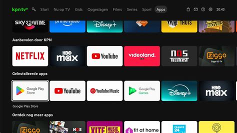 Screenshot van de Google Play Store op de KPN TV+ Box