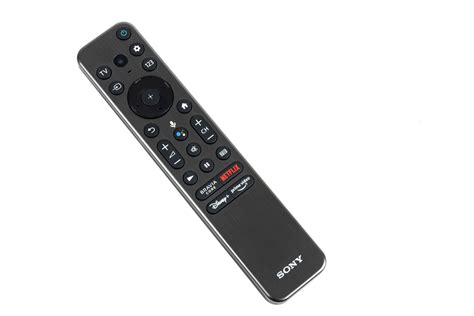 Illustratie van een moderne Sony smart afstandsbediening met de belangrijkste knoppen gemarkeerd.