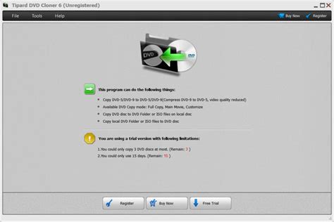 Schermopname van de interface van Tipard DVD Cloner met opties voor kopieermodi