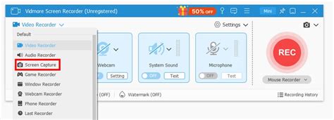 Screenshot van Vidmore Screen Recorder met de audiorecorder-optie geselecteerd